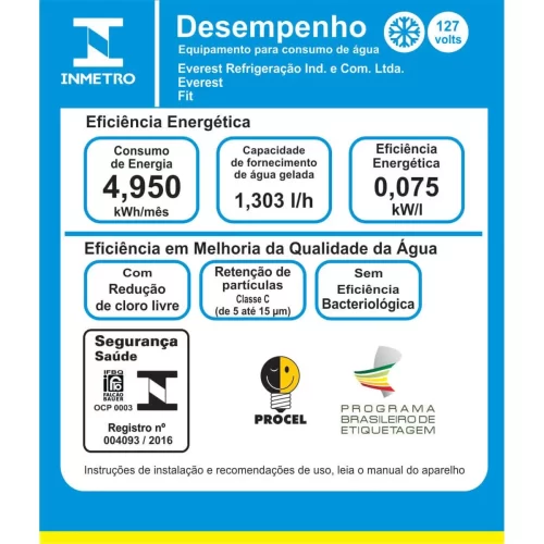 PURIFICADOR DE ÁGUA GELADA E NATURAL EVEREST FIT PRATA